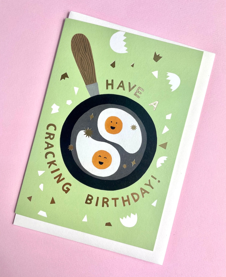 Have A Cracking Birthday card A6 illustrated card egg birthday card breakfast card silly birthday card fun card painted card image 1