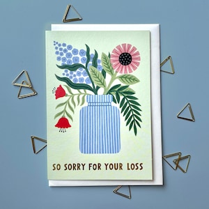 Sorry for your loss card with sympathy so sorry greetings card floral card eco card sending thoughts image 1