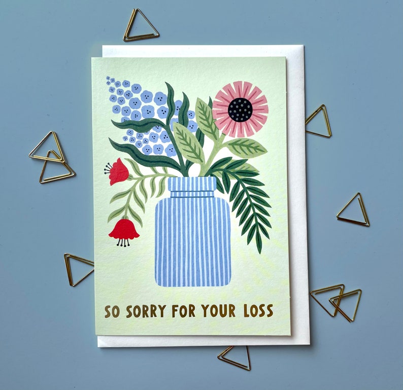 Sorry for your loss card with sympathy so sorry greetings card floral card eco card sending thoughts image 1