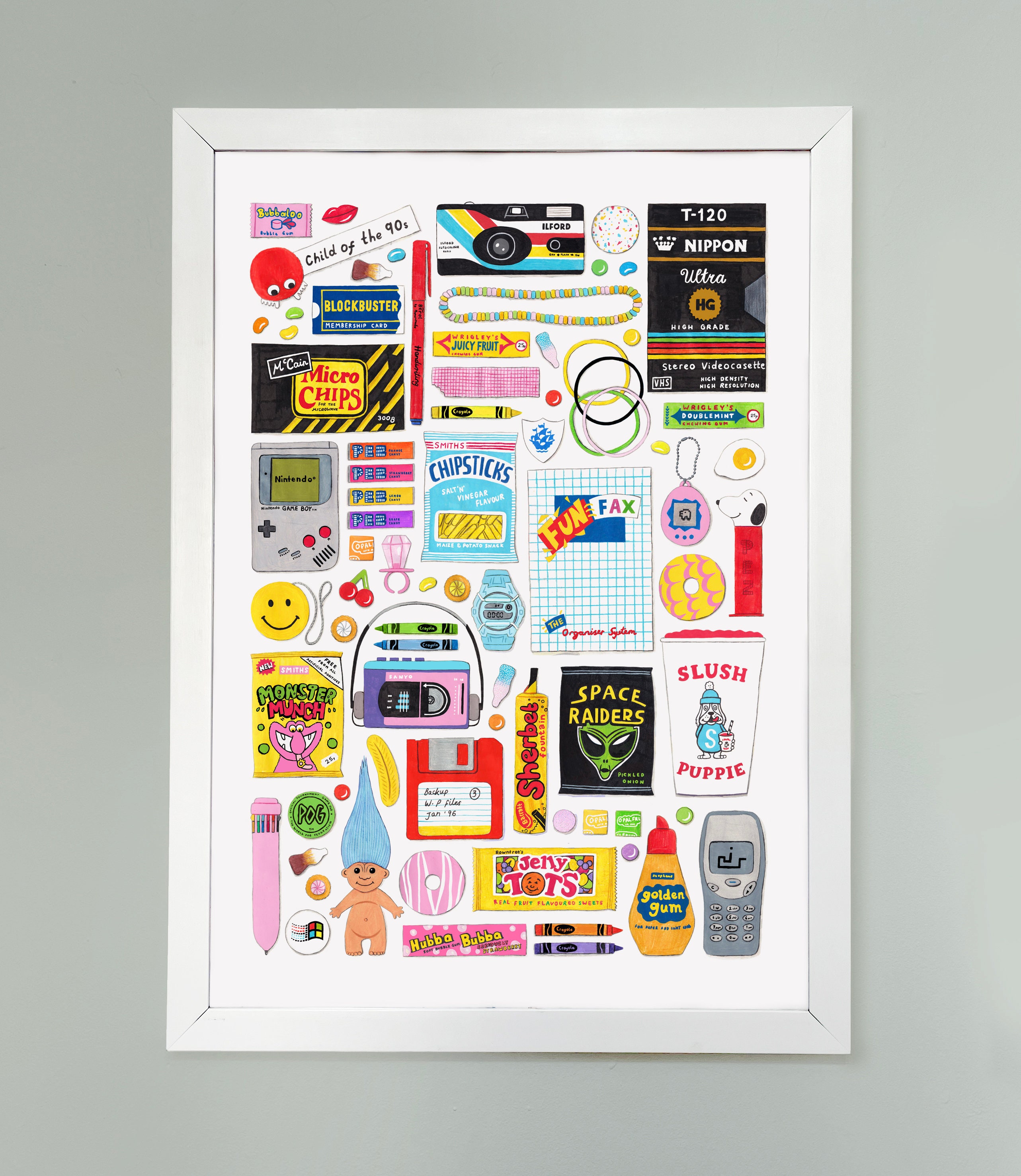 Child of the 90s Art Print (A4, A3 + A2) | 90s Themed Art | Food
