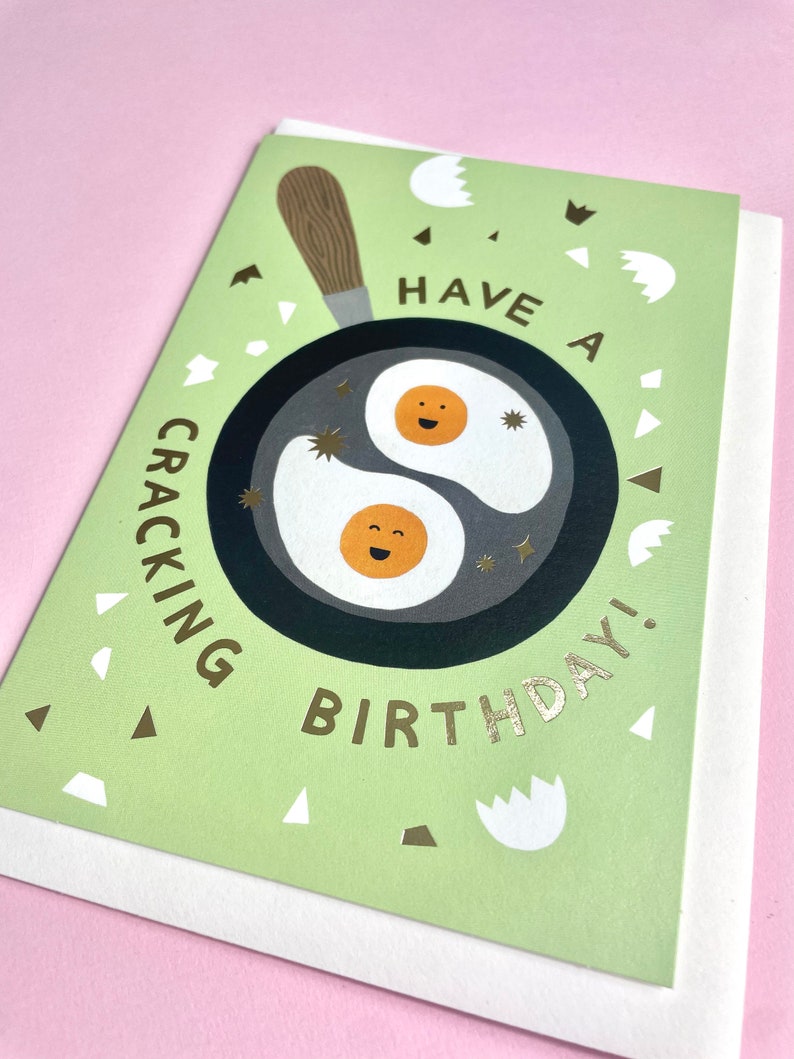 Have A Cracking Birthday card A6 illustrated card egg birthday card breakfast card silly birthday card fun card painted card image 2