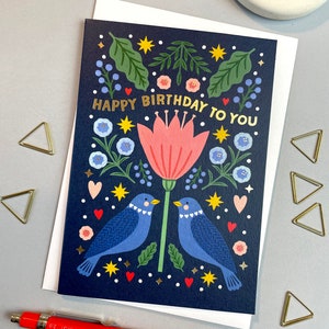 Bird Birthday card (A6) | nature greetings card | cute bird illustration | nature card | eco card | pretty birthday gift