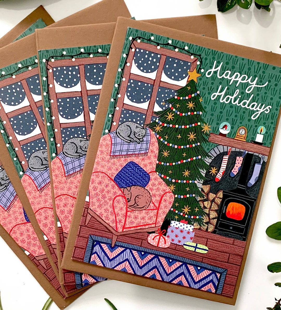 Gemütliche Weihnachtskarten A6 Packungen und Einzelkarten Etsy.de
