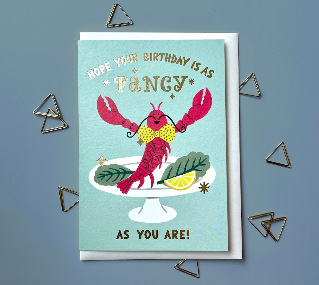 Fancy Lobster Birthday Card | Funny Greetings Card | Illustrated Card ...