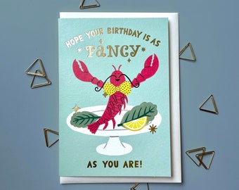 Fancy Lobster Birthday Card | funny greetings card | illustrated card |  cute gift | eco gift | lobster painting | lobster illustration