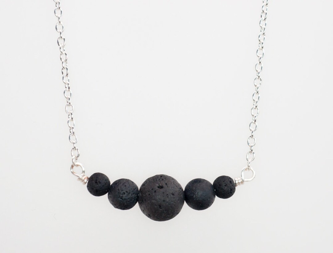 Lava Stone Curved Pendant Necklace - Etsy