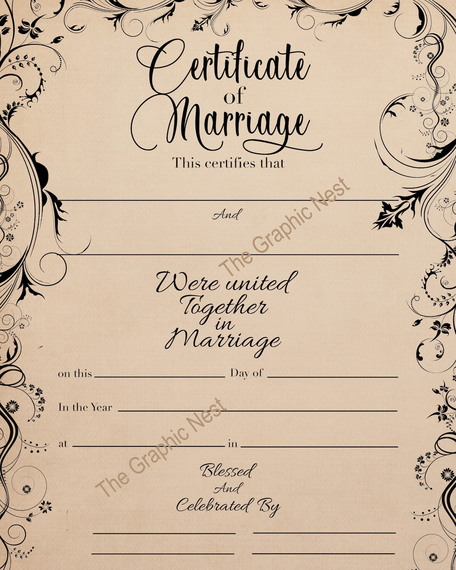 Marriage Certificate With Blessing Text. Digital Download. Etsy