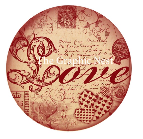 Printable Valentine Stickers, Digital Vintage Valentines Day