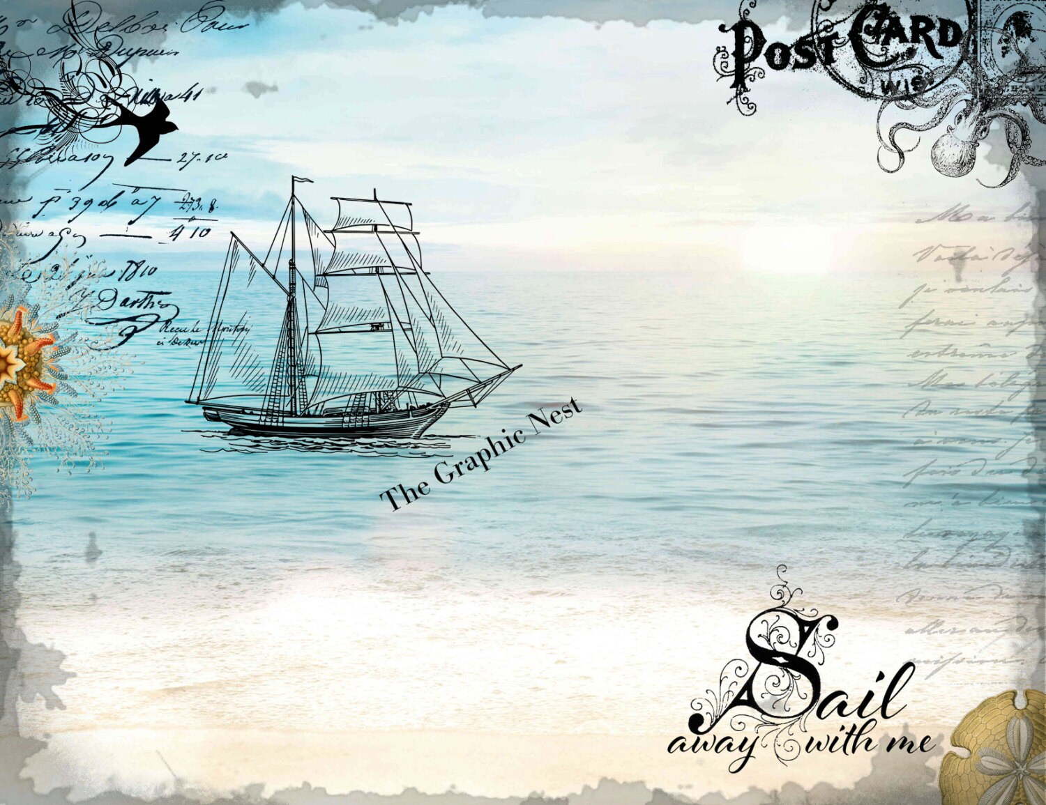 Graphic Beach Postcards. Digital Download - Etsy