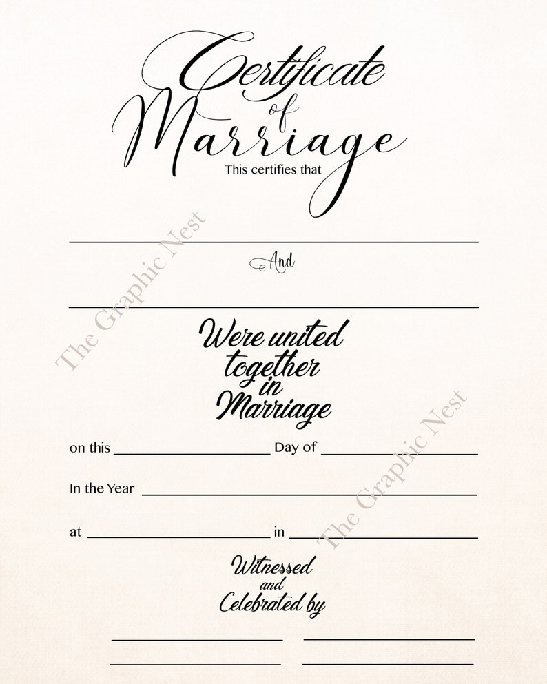 Digital Marriage Certificate. Simple design. Digital ...