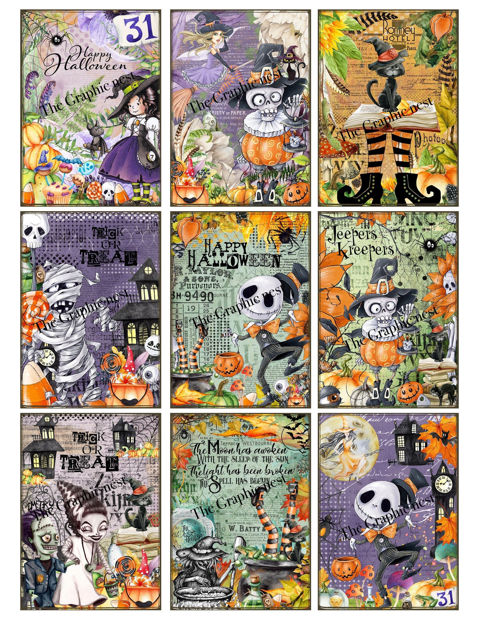 Halloween Party ATC Cards. Digital Download. - Etsy