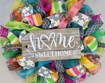 Summer Mesh Wreath Etsy