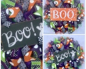 Halloween Boo Wreath, Orange Black Halloween Wreath, Ghost Wreath, Boo Halloween Wreath, Spooky Wreath, Scary Wreath, wreaths