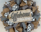 Everyday Wreath, Everyday buffalo check welcome Wreath, Door Wreath, Farmhouse Wreath, Spring Wreath, Summer Wreath, Housewarming Gift