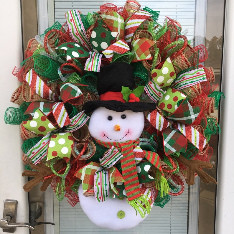 snowman mesh snowman wreath Christmas wreath Christmas Christmas decor wreaths door wreath snowman wreaths Snowman wreath wreath