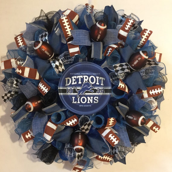 Detroit Lions Wreath Detroit Lions Decor Detroit Lions Etsy