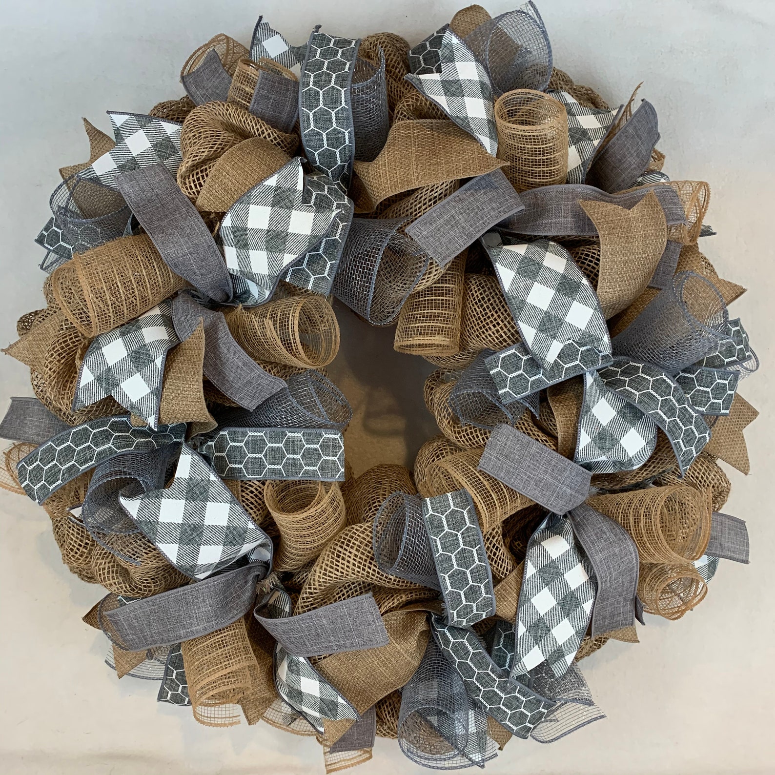 Everyday Front Door Wreath Grey and White Year Round Wreath Etsy