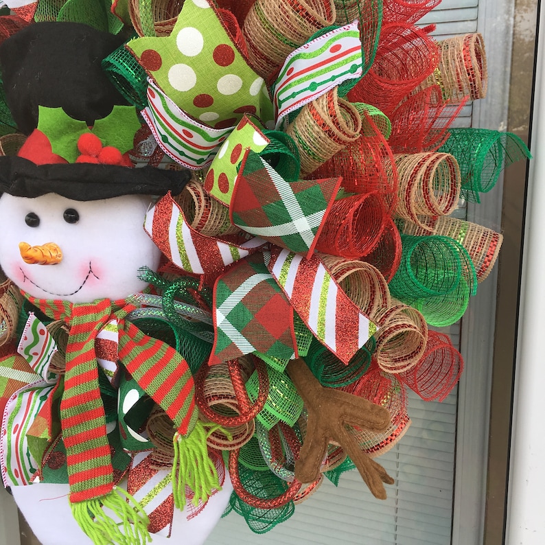 snowman mesh snowman wreath Christmas wreath Christmas Christmas decor wreaths door wreath snowman wreaths Snowman wreath wreath