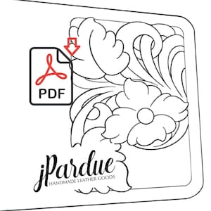 Patrón de herramientas florales para billetera de tarjetas, patrón de herramientas de cuero PDF, patrón de dibujo digital 4