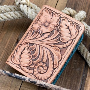 Cartera de piel con relieve para tarjetas, cartera minimalista