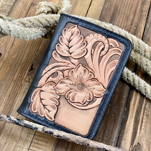 Cartera de piel con relieve para tarjetas, cartera minimalista