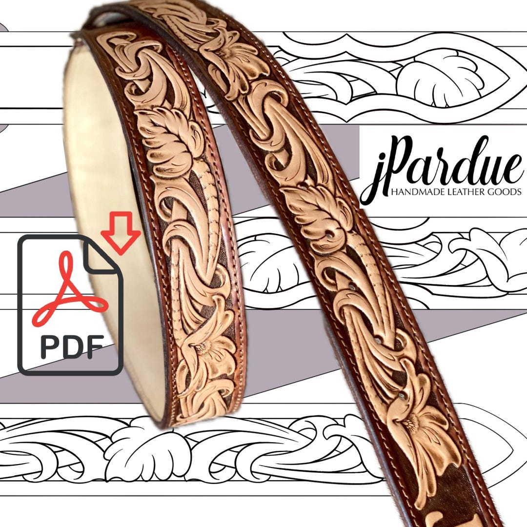 Leather Tooling Pattern Pdf for Belt, Western Floral Belt Tooling ...