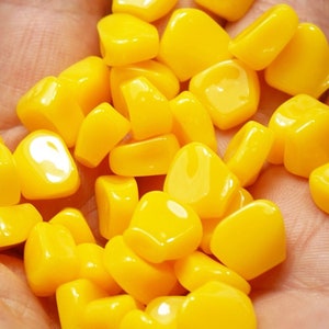 May include: A handful of yellow corn kernels, probably for fishing bait.