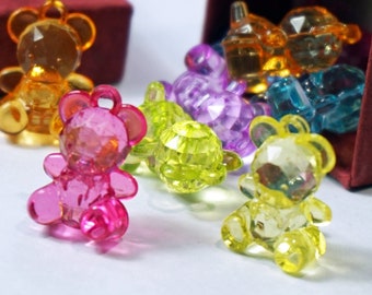 BABY BEAR PENDANTS, Jewelry Charms, Beads For Kids Craft Resin Bears With Pacifiers Acrylic Crystal Bears Slime Charms Holiday Gift For Kids