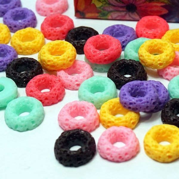 COLORFUL CEREAL For CRAFT, Real Size Froot Loops Cereal, Dollhouse Food, Slime Charms, Ready to gift In Box, Small Gift For Kids