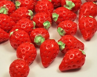 Miniature Resin Strawberry Charms: Dollhouse Food, Slime Topping