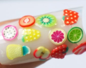 Mini Fruit Polymer Clay Slices, 3D Nail Art Charms, DIY Slime Filler, 1000 Pcs