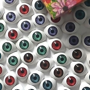 20mm Oval Eyes For DIY Crafts - Doll Modeling Plastic Eyes - Ready To Gift In Box - 6 Colors Eyes - Red Blue Purple Green Brown Gray
