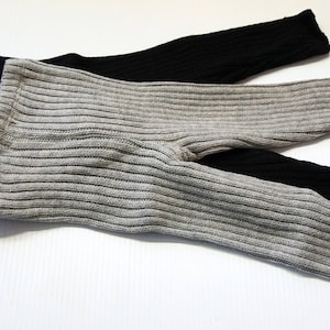 WOOL LEGGINGS For KIDS Knitted Ribbed Leggings Gray Leggings For Boys Black Leggings For Girls Elastic Waist Unisex Pants Gift Idea For Kids
