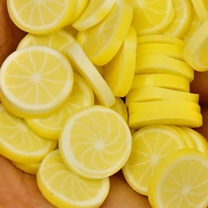 MINI LEMON SLICE Fruits en pâte polymère, agrumes en fimo, paillettes artisanales, fausse garniture de gâteau, produits de remplissage pour slime, petit cadeau dans une boîte, art d'ongle