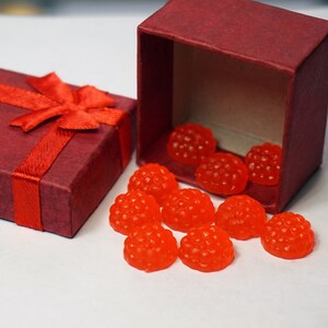MINI RASPBERRIES Flat Back Cabochons, Gift for Girls, Dollhouse Berries, Mini DIY Gift idea, Scrapbook berry, Decoden fruit charms
