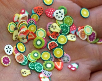 FIMO FRUIT SLICES Women Gifts Idea Small Gift Nail Art Nail Charms Fruit Slime Beads Gift Box Fimo Beads Slime Fruits Party Favor Kids Gifts