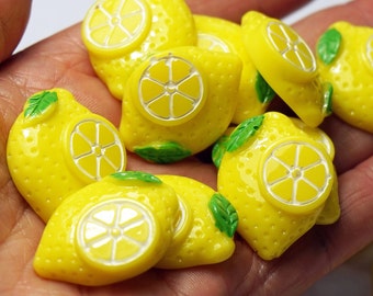 Lemon Flatback Cabochons – Resin Fruits, DIY Crafts, Decoden Charms