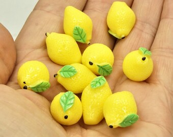 Kawaii Resin Lemon Cabochons, Miniature Dollhouse Food