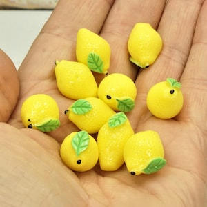 KAWAII LEMON CABOCHONS, Lemon Fruits For Craft, Dollhouse Lemons, Miniature Food, Small Gift Idea For Kids, Lifelike Mini Lemons In Gift Box