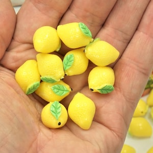 MINI LEMONS FRUITS For Craft Dollhouse Miniature Food Resin Lemon Charms Slime Topping Small Gift in Gift Box Holiday Gift Idea For Kids