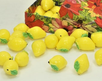 MINI LEMON FRUITS For Craft, Dollhouse Miniature Food, Resin Lemon Cabs, Slime Topping, Small Gift in Gift Box, Holiday Gift Idea For Kids