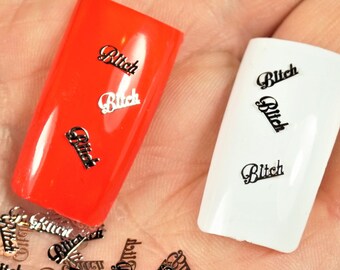 Silver Metal Bitch Nail Charms, 3D Nail Art Gift Box