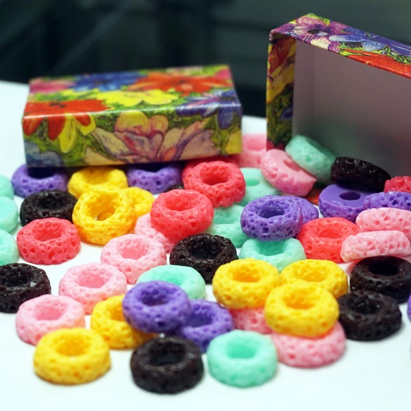 RESIN CEREAL For CRAFT Lifelike Froot Loops Cereal Real Size Cereal Donuts Dollhouse Food Slime Charms 10 Pcs Gift Box Small Gift For Kids