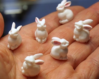 Mini Resin Easter Bunnies: Fairy Garden Dollhouse Animals - Gift Box Set