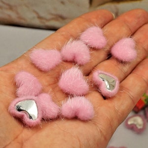 BABY PINK FURRY Hearts For Valentine Craft, Small gift for kids