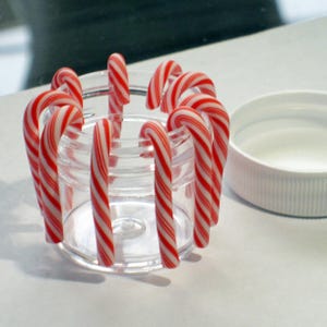 Miniature Candy Canes in Jar – Dollhouse Christmas Embellishments