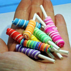 Swirl Lollipop Candies, Miniature Dollhouse Food, Craft DIY - 5pc Gift Bag