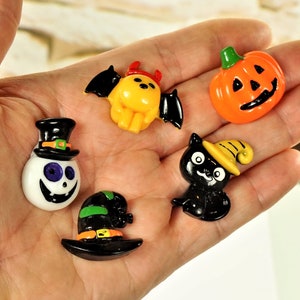 Halloween Cabochons, Spooky Charms, Pumpkin, Cat, Ghost, DIY Crafts