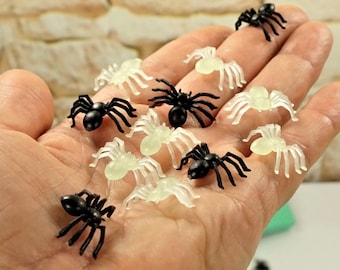 Halloween Spiders | Black & Glow-in-the-Dark Charms, DIY Craft Supplies
