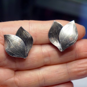 STERLING DENMARK MODERNIST Clip On Earrings Signed Anton Michelsen Leaf Earrings Rare Jewelry Unique Gift For Her Holiday Gift For Mother